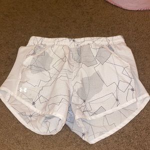 White and Black Under Armor Athletic Shorts